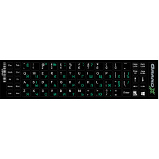 Наліпки на клавіатуру Grand-X 68 keys Cyrillic green, Latin white (GXDPGW)