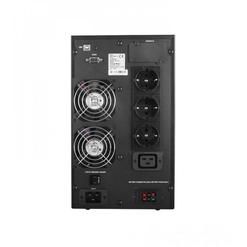 Джерело безперебійного живлення Powercom MAC-3K IEC, Online, 9 х IEC, USB, RJ-45, метал (00230048)