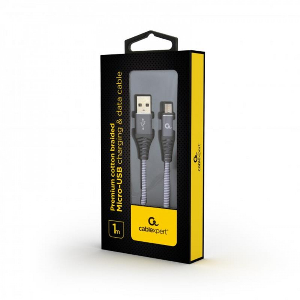 Кабель Cablexpert USB - micro USB (M/M), преміум, 1 м, сірий (CC-USB2B-AMmBM-1M-WB2)
