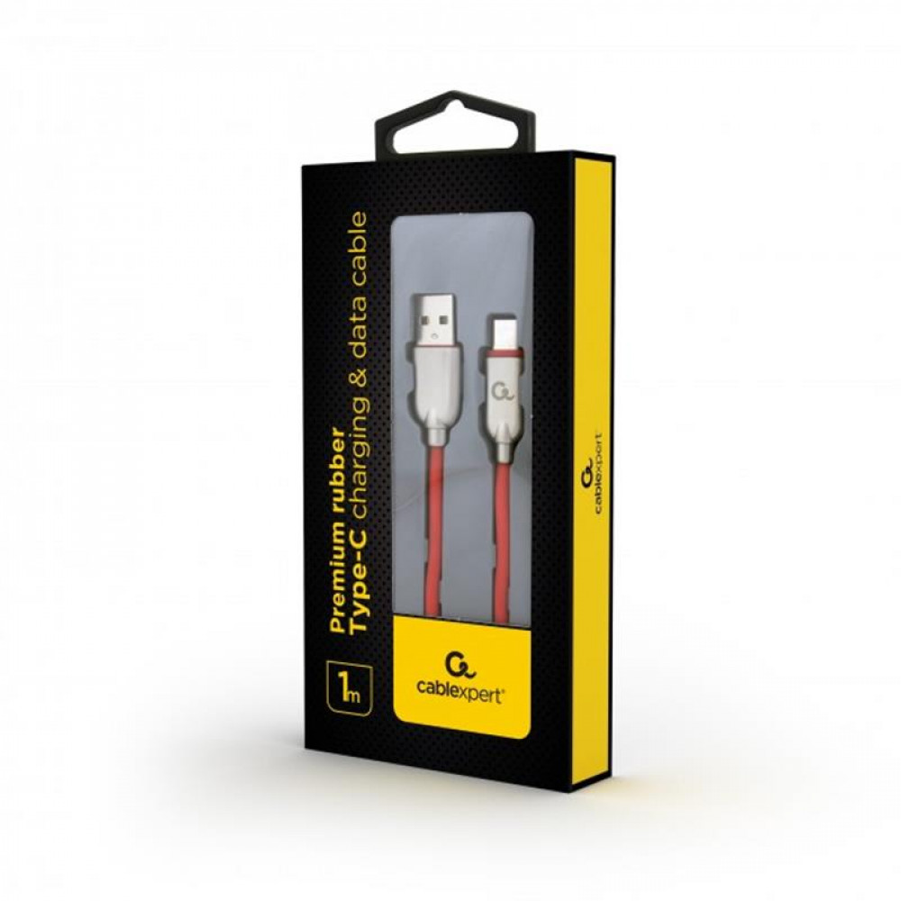 Кабель Cablexpert USB - USB Type-C V 2.0 (M/M), 2.1 А, преміум, 1 м, червоний (CC-USB2R-AMCM-1M-R) 