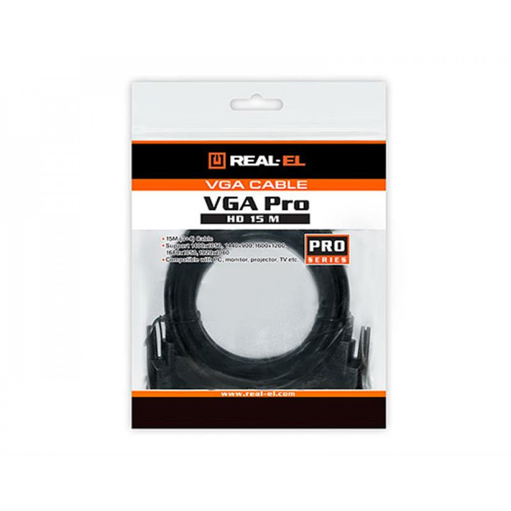 Кабель REAL-EL Pro VGA - VGA (M/M), 1.8 м, чорний (EL123500043) пакет