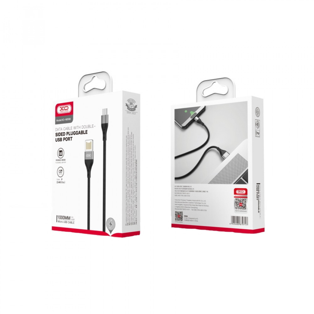 Кабель XO NB188 USB - micro-USB, (M/M), 2.4A 1 м Gray (6920680879717)