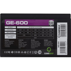Блок живлення GameMax GE-600, 600W Блок живлення GameMax GE-600, 600W