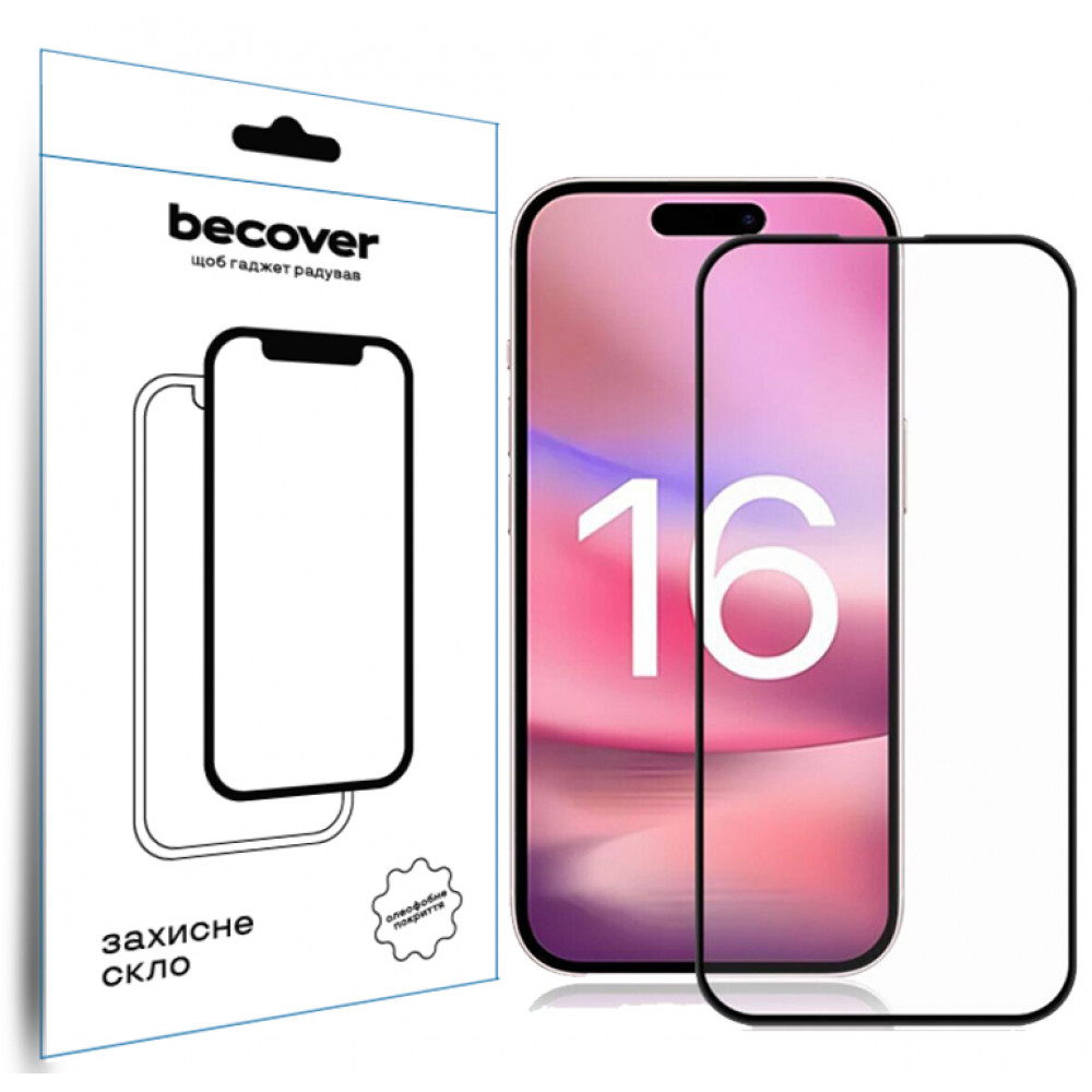 Захисне скло BeCover для Apple iPhone 16 Black (712122)