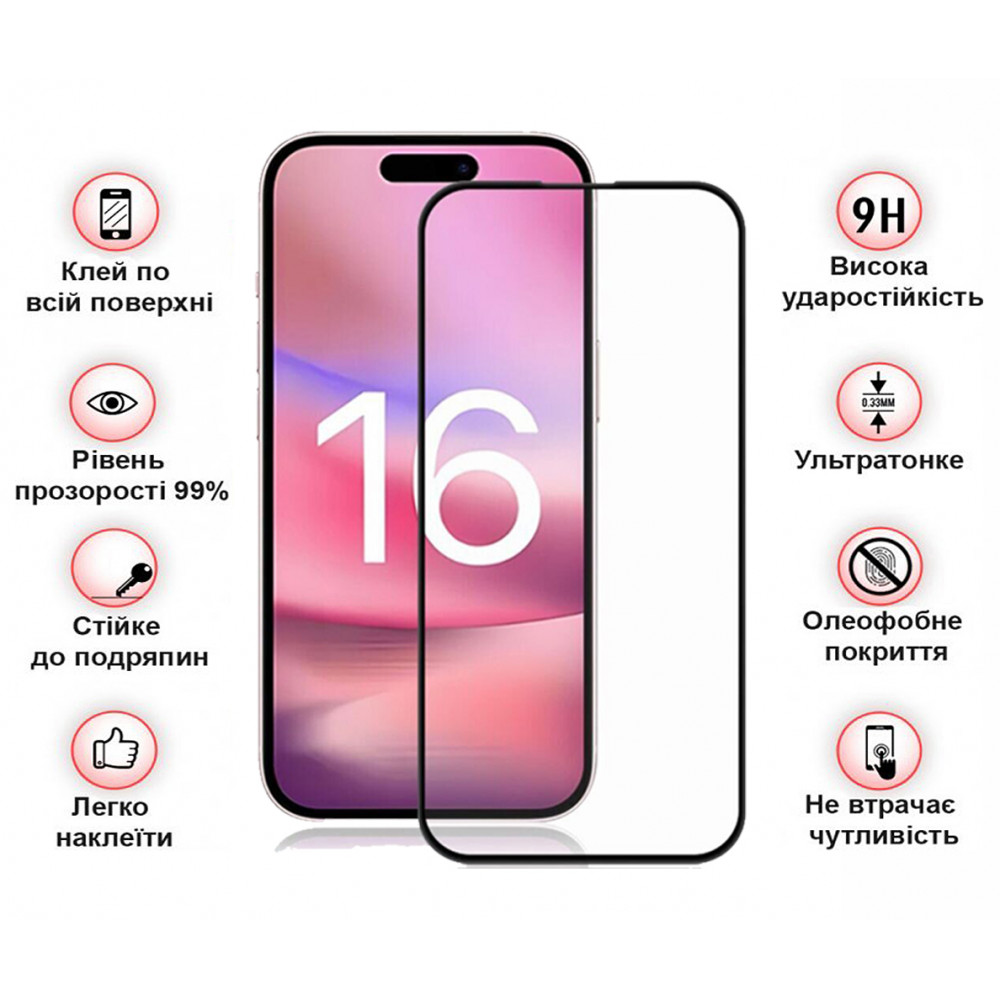 Захисне скло BeCover для Apple iPhone 16 Black (712122)