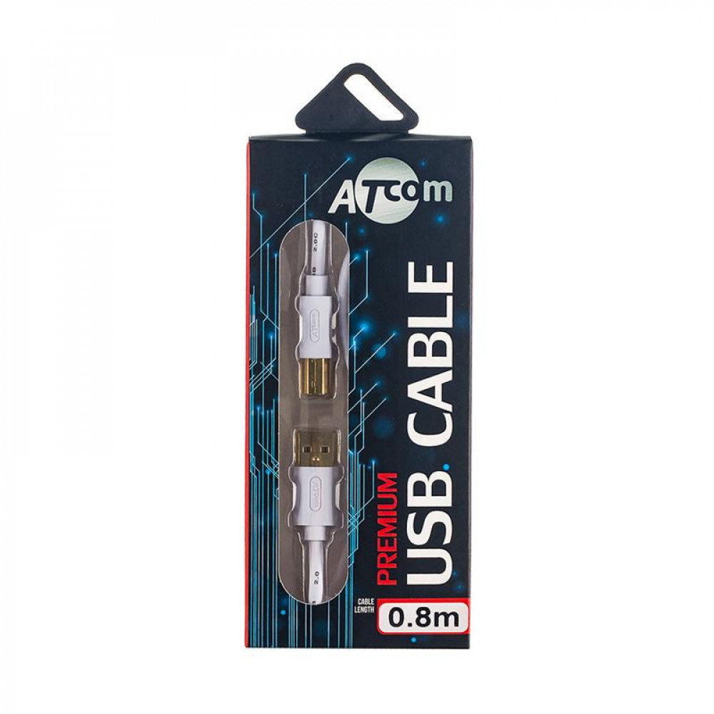 Кабель Atcom USB - USB Type-B V 2.0 (M/M), 0.8 м, білий (14370)