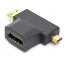 Адаптер PowerPlant (CA912056) HDMI(AF)-microHDMI(AM)/miniHDMI(AM) Black