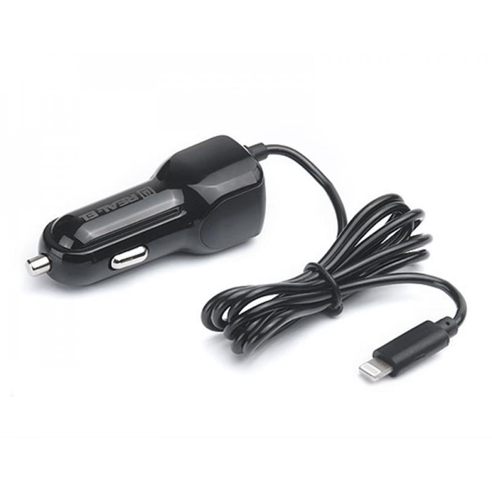 Автомобільний зарядний пристрій REAL-EL CA-17 (2USB, 2.1A) Black + кабель Lightning