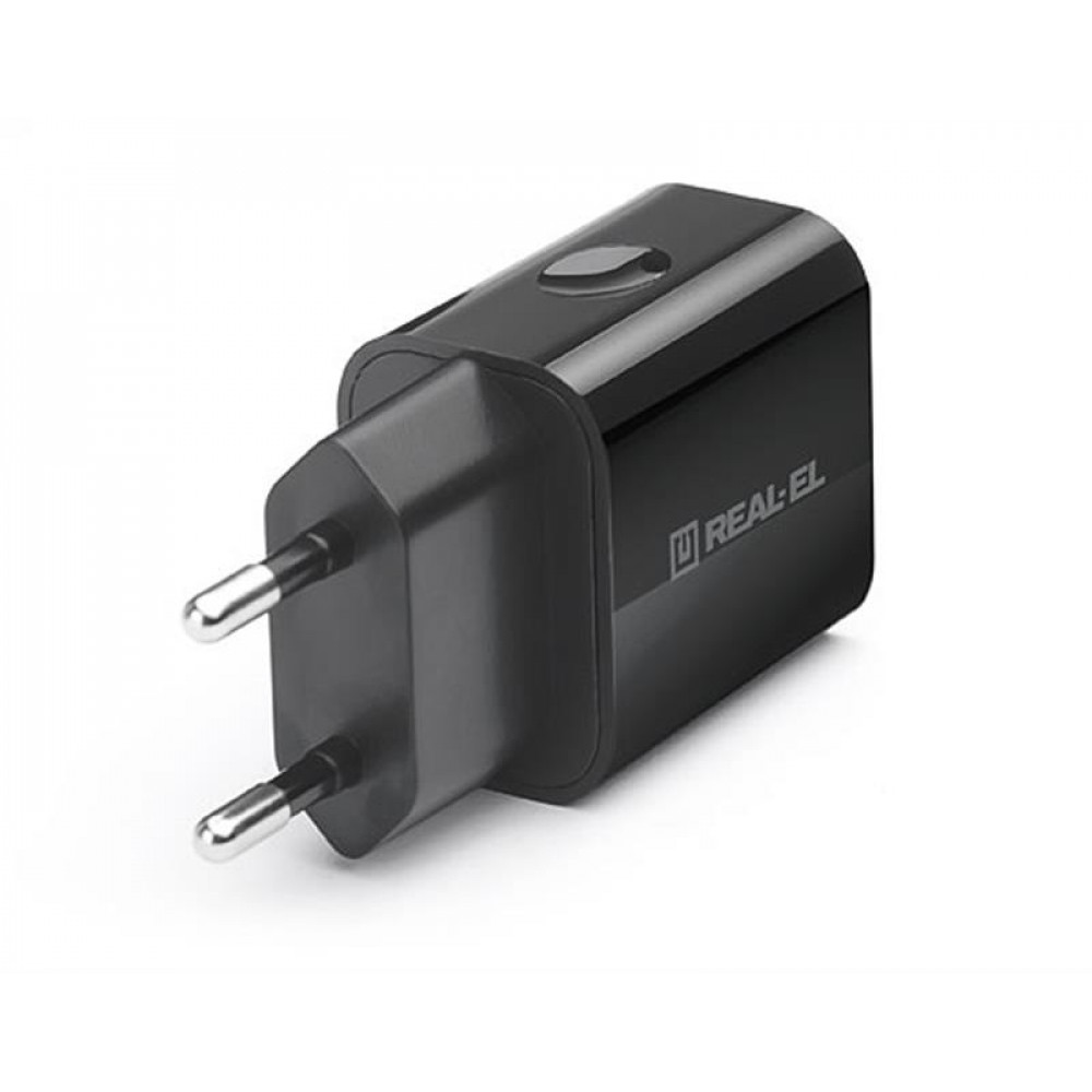 Мережевий зарядний пристрій REAL-EL CH-210 (2USB, 2.1A) Black