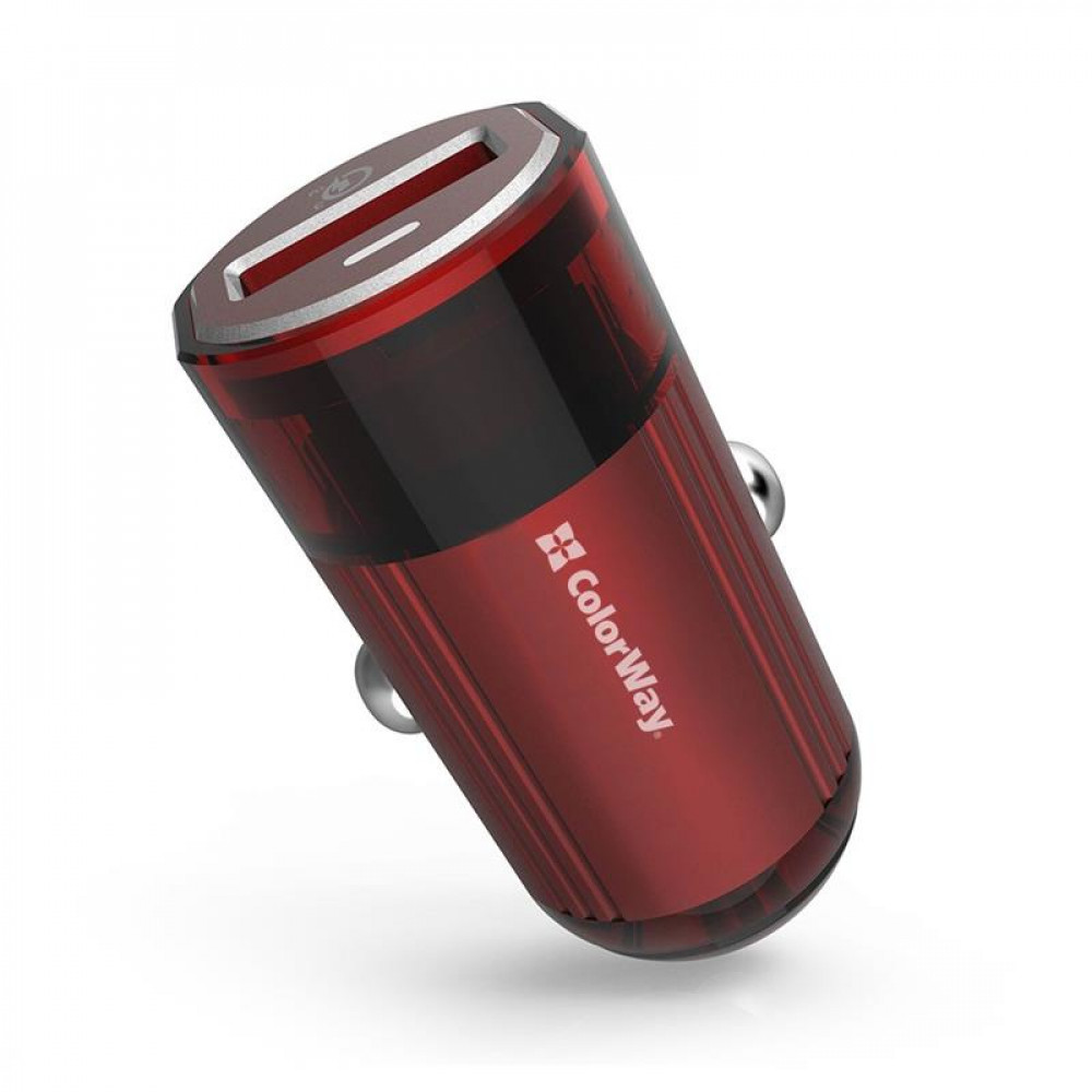 Автомобільний зарядний пристрій ColorWay (1USBх3А) QC3.0 Red (CW-CHA012Q-RD)