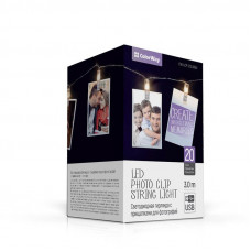 Світлодіодна гірлянда ColorWay (CW-LCP-20L30BU) 20LED, 3м, з прищіпками для фото, USB