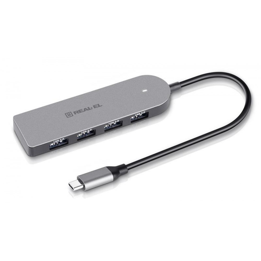 USB-хаб REAL-EL CQ-415 USB Type-C 4-в-1
