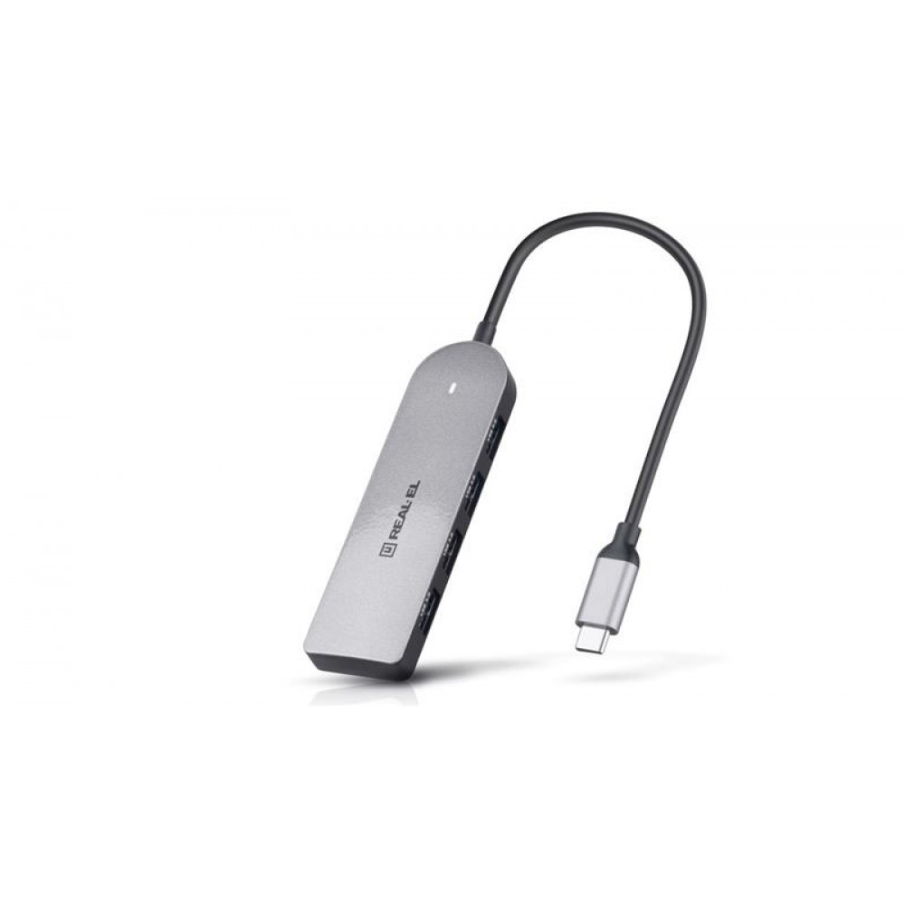 USB-хаб REAL-EL CQ-415 USB Type-C 4-в-1