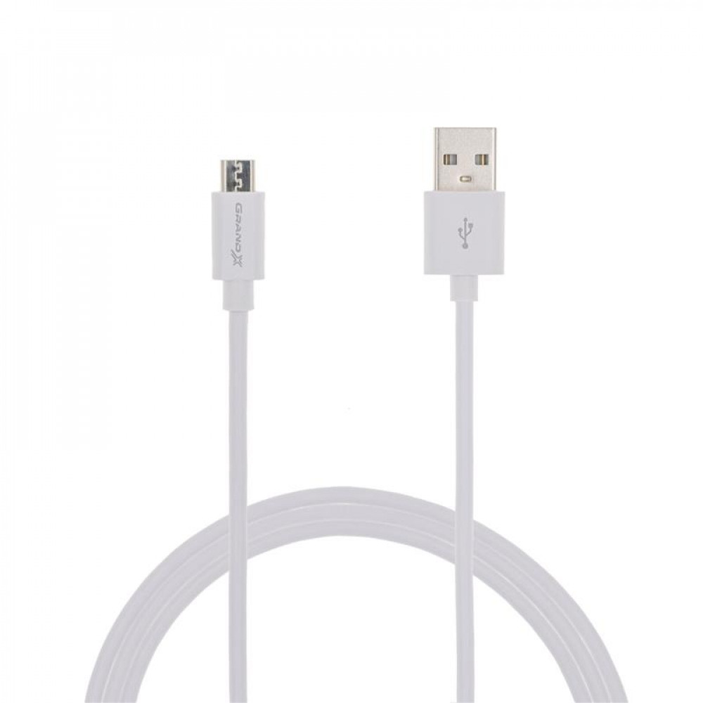 Кабель Grand-X USB - micro USB (M/M), Cu, 2.5 м, White (PM025W) 