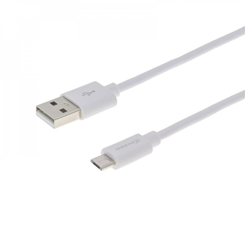 Кабель Grand-X USB - micro USB (M/M), Cu, 2.5 м, White (PM025W) 