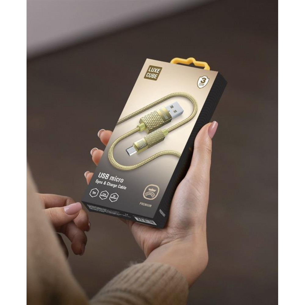 Кабель Luxe Cube Premium USB - micro USB (M/M), 1 м, золотистий (8889986489885)