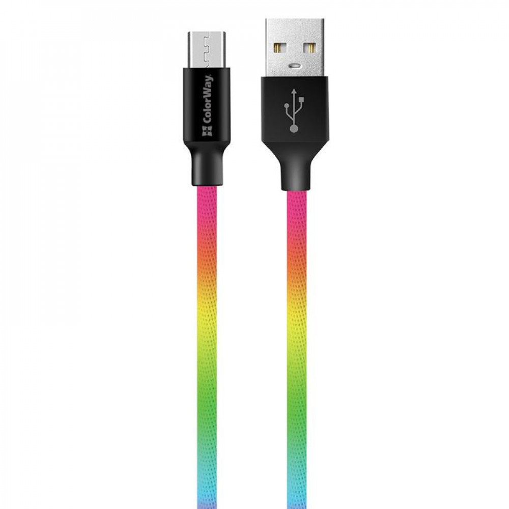Кабель ColorWay USB - micro USB (M/M), 2.4 А, 1 м, Multicolor (CW-CBUM017-MC)
