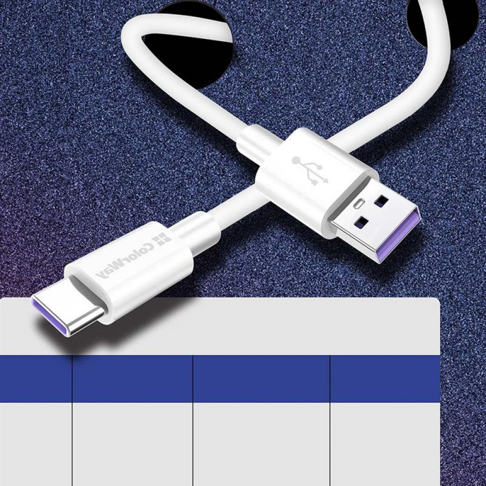 Кабель ColorWay USB - USB Type-C (M/M), 5.0А, 1 м, White (CW-CBUC019-WH)