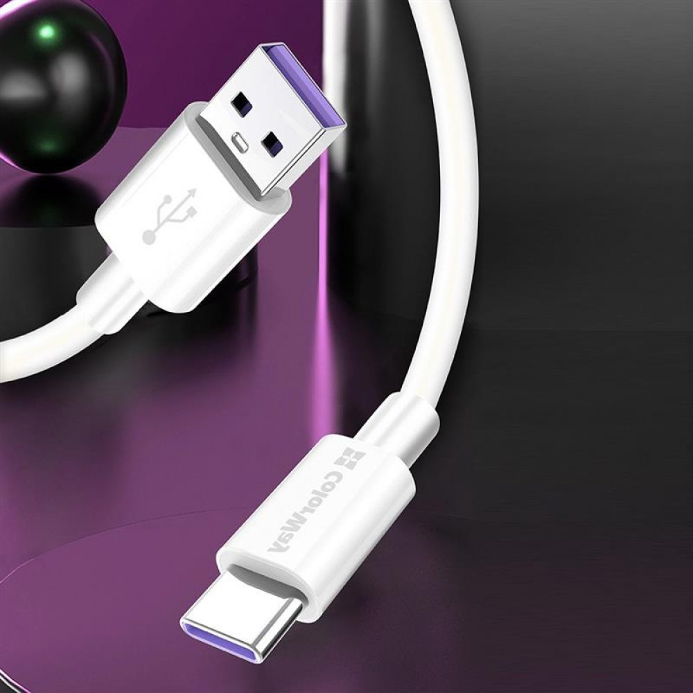 Кабель ColorWay USB - USB Type-C (M/M), 5.0А, 1 м, White (CW-CBUC019-WH)