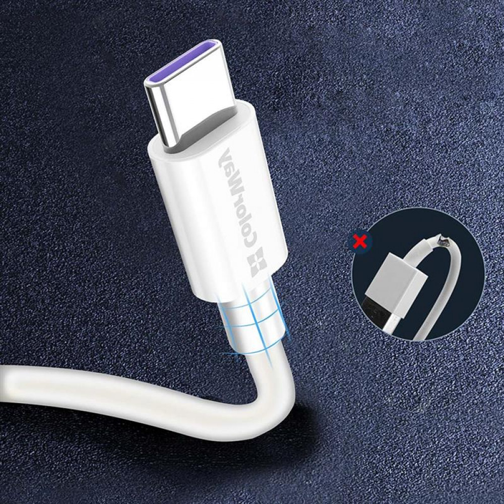Кабель ColorWay USB - USB Type-C (M/M), 5.0А, 1 м, White (CW-CBUC019-WH)