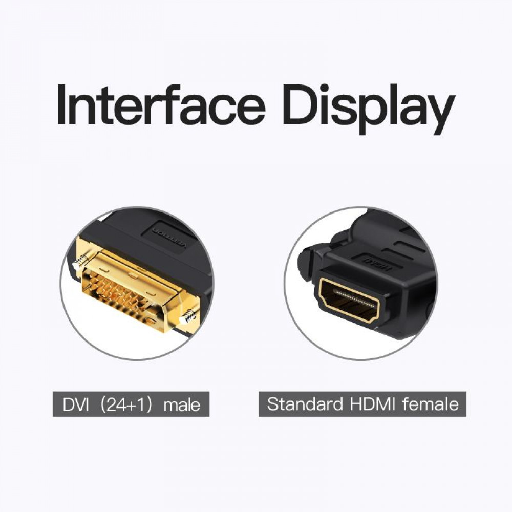 Адаптер Vention HDMI - DVI V 1.4 (F/M), Black (ECDB0)