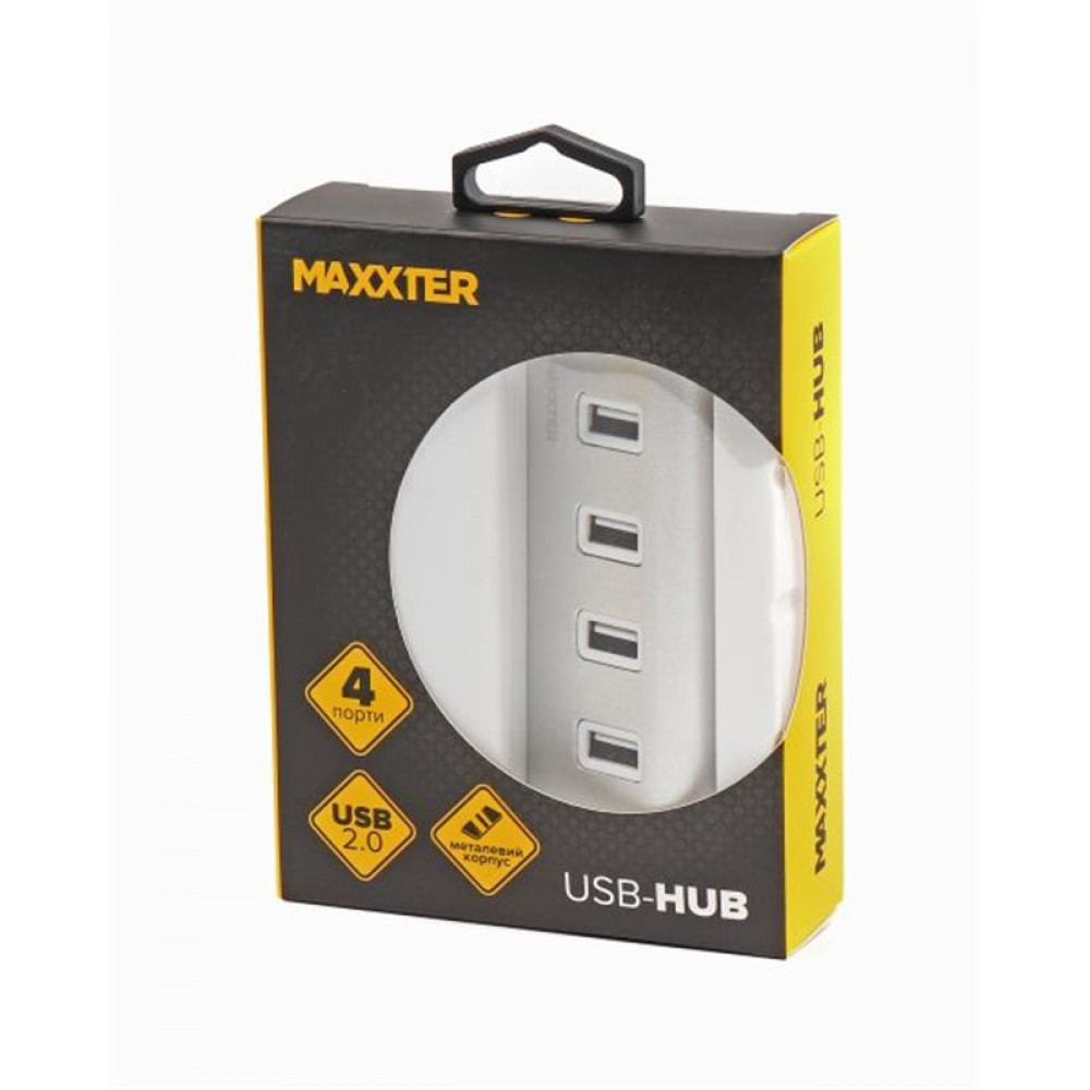 USB-хаб Maxxter 4 ports Silver (HU2A-4P-01)