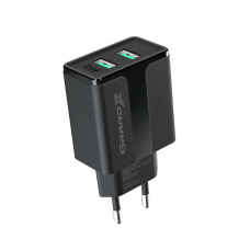 Мережевий зарядний пристрій Grand-X CH-15B (2xUSB 2.1A) Black