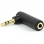 Адаптер Cablexpert 3.5 мм - 3.5 мм (M/F), кутовий, чорний (A-3.5M-3.5FL)