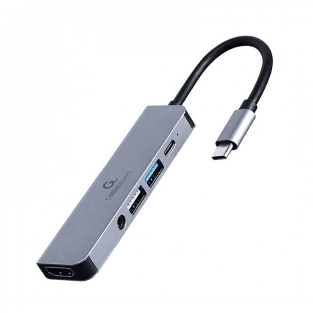 Док-станція Cablexpert USB-C 5-в-1 (A-CM-COMBO5-02) USB/HDMI/PD/Аудіо 3,5