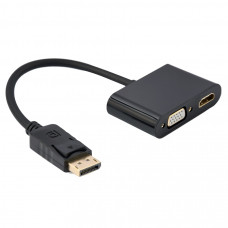 Адаптер Cablexpert DisplayPort - HDMI/VGA (M/F), 0.1 м, Black (A-DPM-HDMIFVGAF-01)