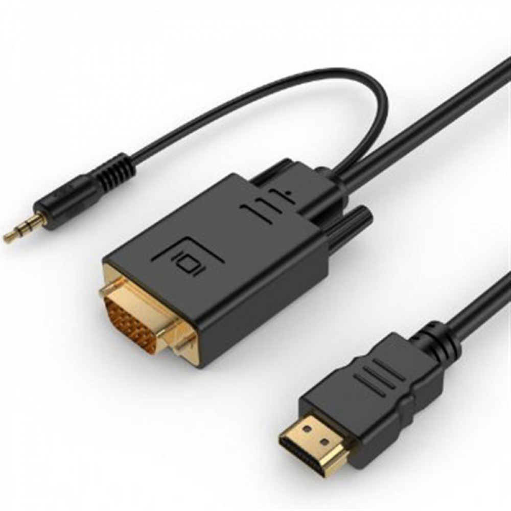 Кабель Cablexpert HDMI - VGA+3.5 мм V 1.4 (M/M), 1.8 м, чорний (A-HDMI-VGA-03-6) пакет