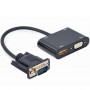 Адаптер Cablexpert VGA - HDMI+VGA (M/F), 0.15 м, Black (A-VGA-HDMI-02)