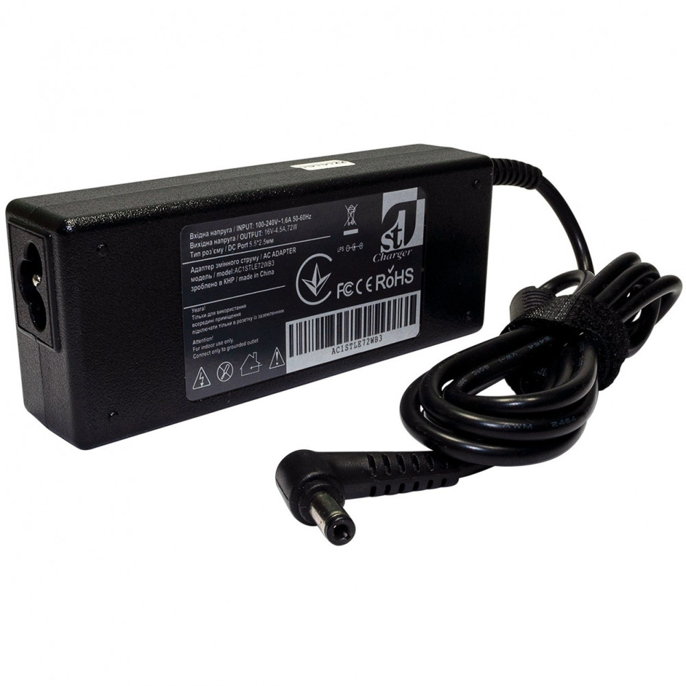 Блок живлення 1StCharger для ноутбука Lenovo 16V 72W 4.5A 5.5х2.5мм (AC1STLE72WB3)