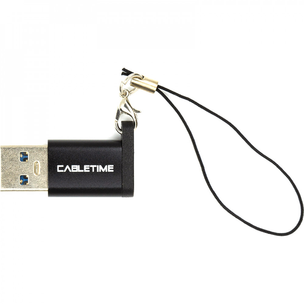 Адаптер Cabletime USB - USB Type-C V 3.0 (M/F) Black (CP73B)