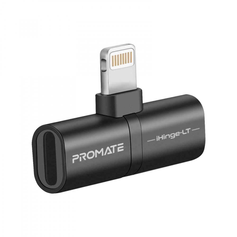 Адаптер Promate iHinge Lightning - 2хLightning (M/F) Black