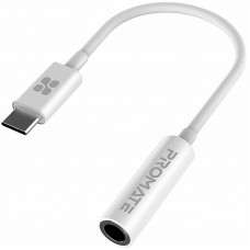 Адаптер Promate AuxLink-C USB Type-C - 3.5 мм (M/F), 0.2 м, White