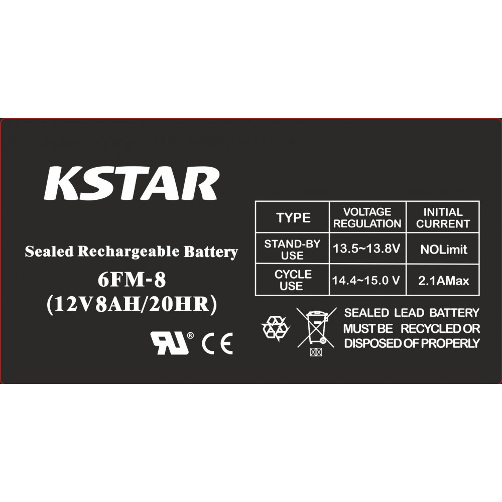 Акумуляторна батарея KSTAR 12V 8.0AH (6-FM-8) AGM