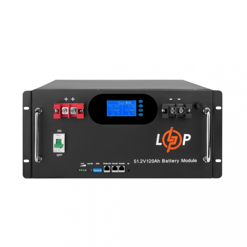 Акумуляторна батарея LogicPower 51.2V 120 AH (6000Wh) (Smart BMS 100A) з LCD RM AB RS485/CAN LiFePO4