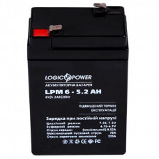 Акумуляторна батарея LogicPower LPM 6V 5.2AH (LPM 6 - 5.2 AH) AGM