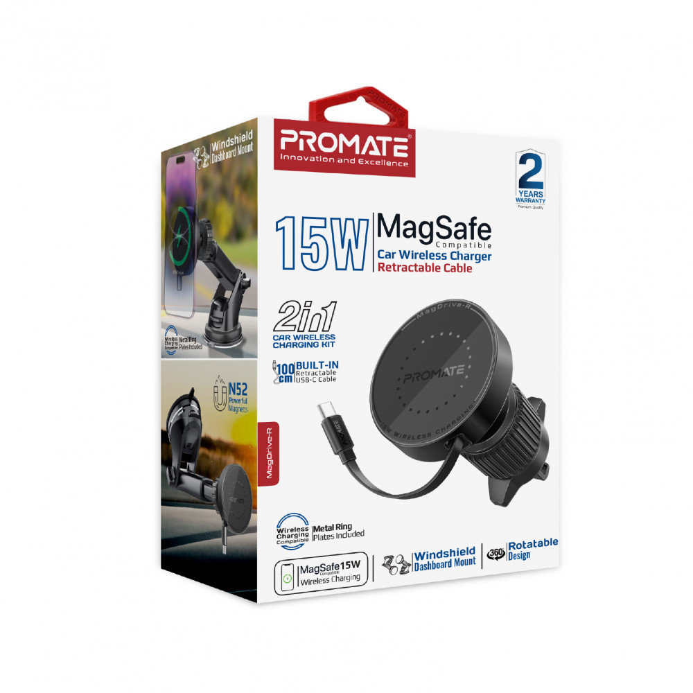 Автомобільний зарядний пристрій Promate Magdrive-r Black