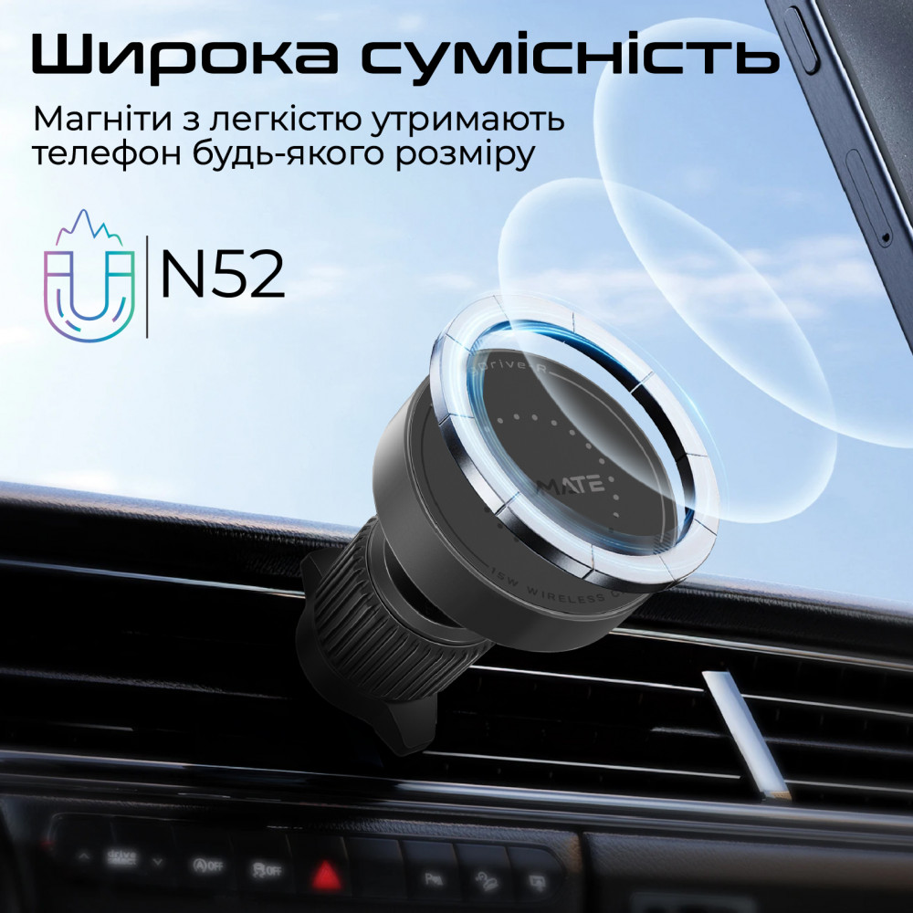 Автомобільний зарядний пристрій Promate Magdrive-r Black