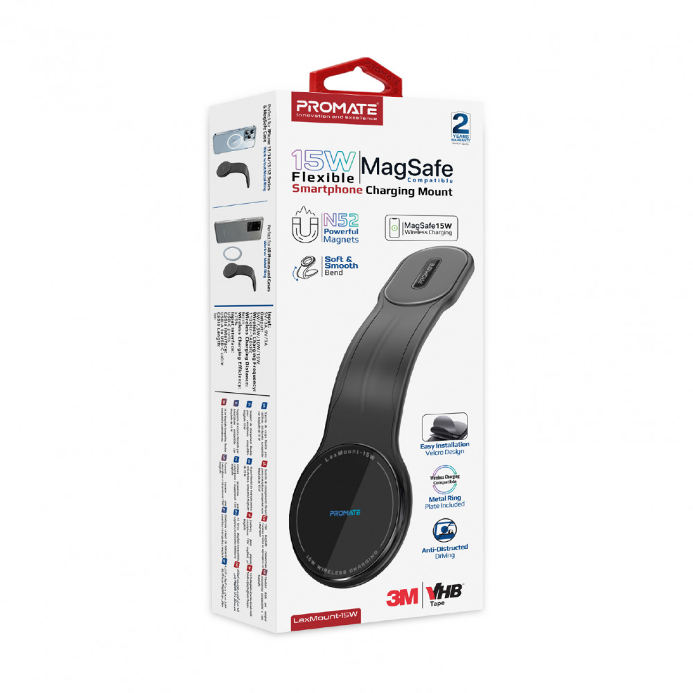 Бездротовий зарядний пристрій Promate Laxmount-15W MagSafe Black