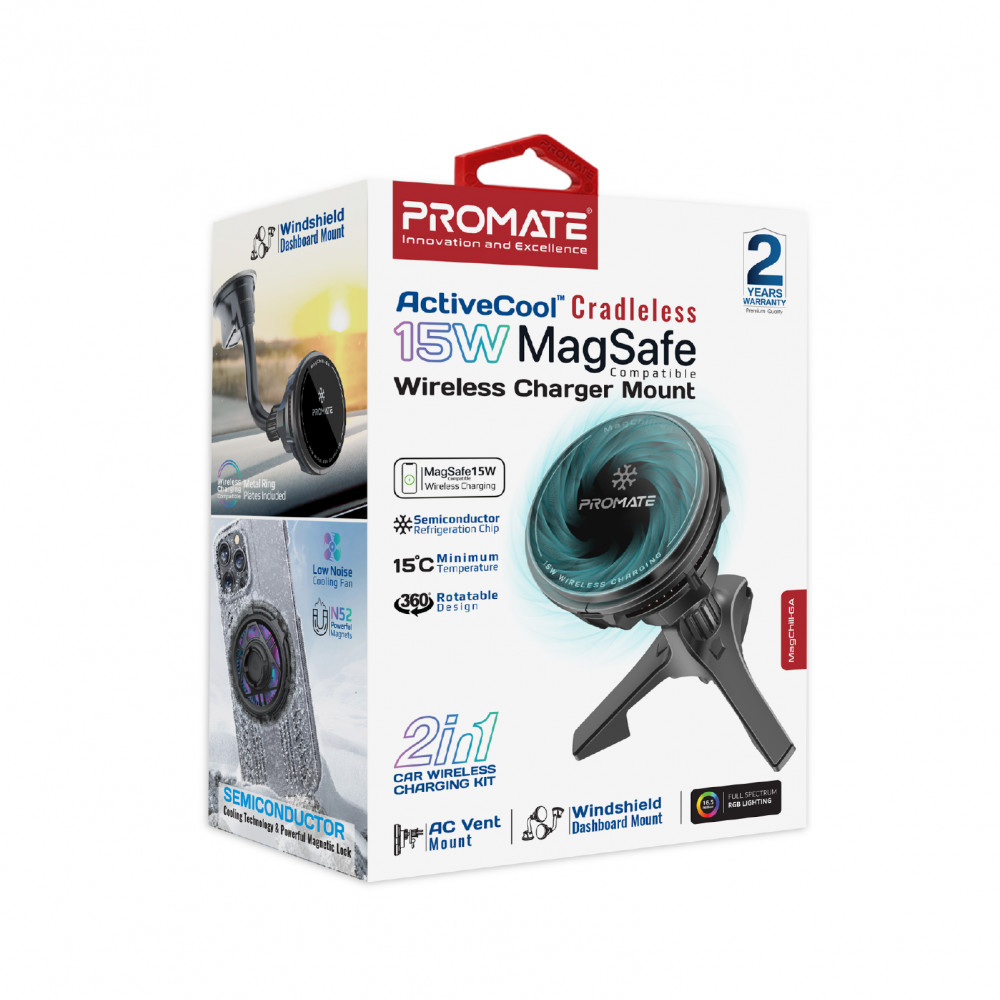 Бездротовий зарядний пристрій Promate MagChill-Ga MagSafe Black