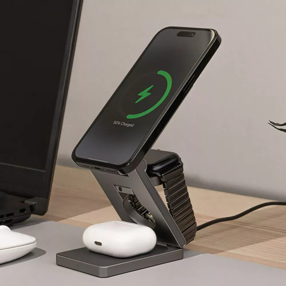 Бездротовий зарядний пристрій Proove Titan Volt 3in1 Gray (WSTV15000003)