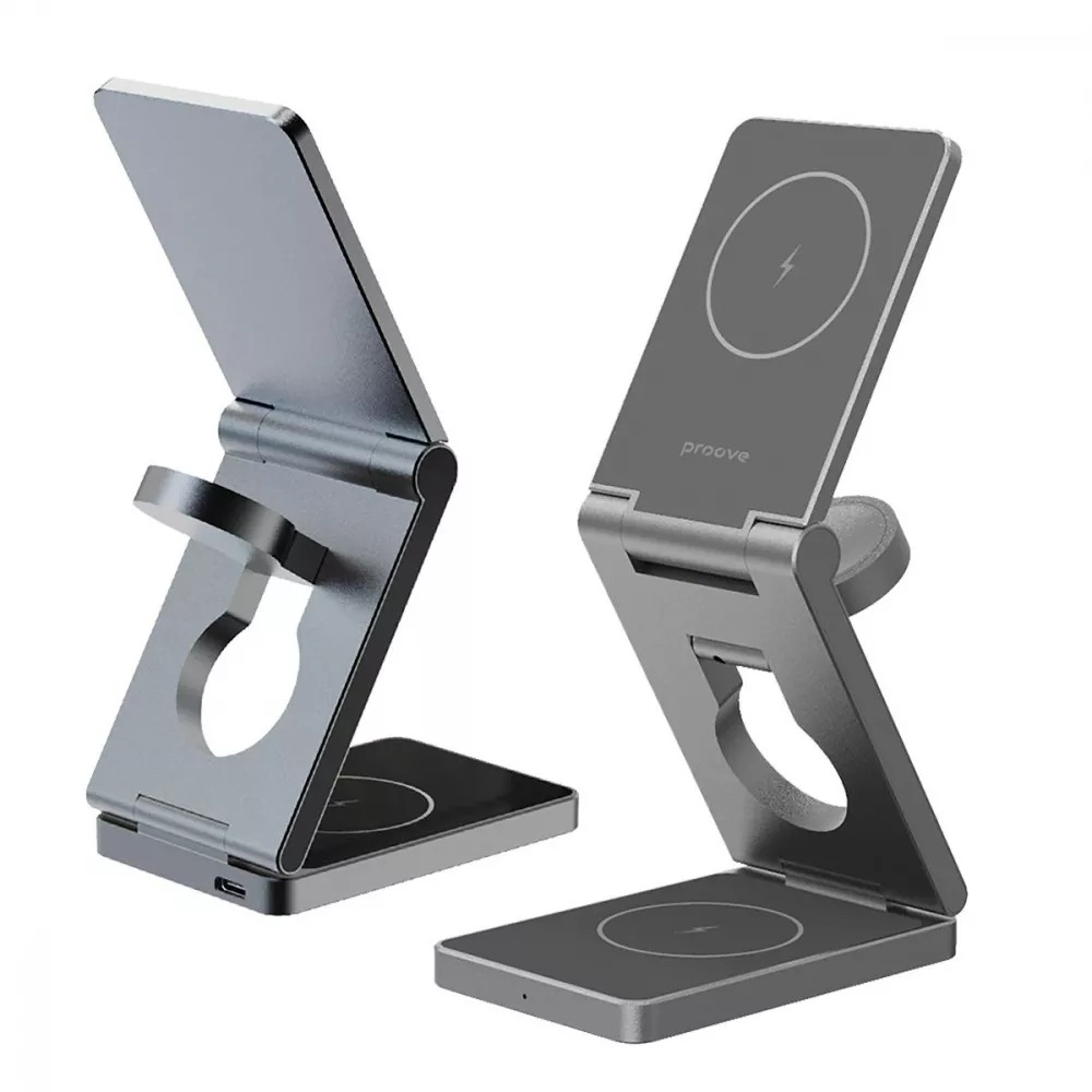 Бездротовий зарядний пристрій Proove Titan Volt 3in1 Gray (WSTV15000003)