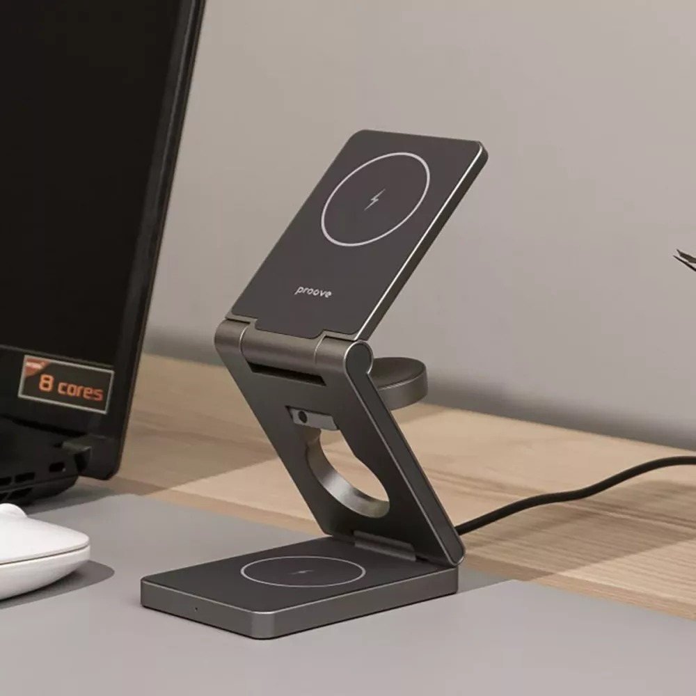 Бездротовий зарядний пристрій Proove Titan Volt 3in1 Gray (WSTV15000003)