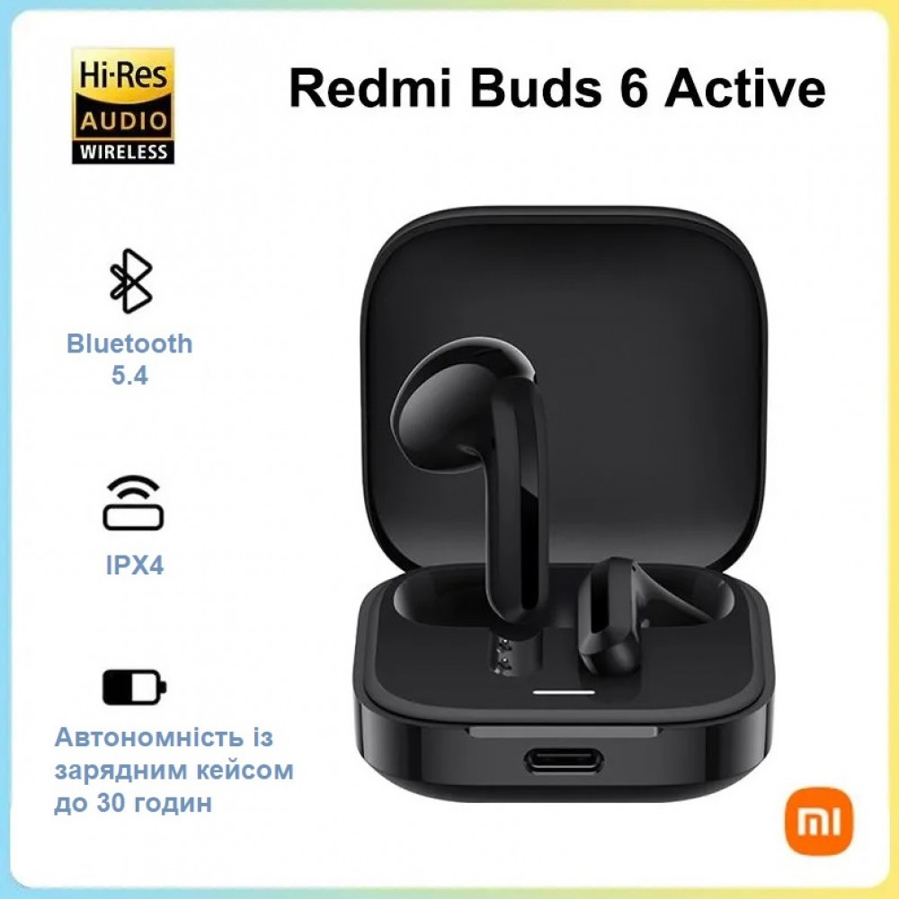 Bluetooth-гарнітура Xiaomi Redmi Buds 6 Active Black (BHR8396GL)