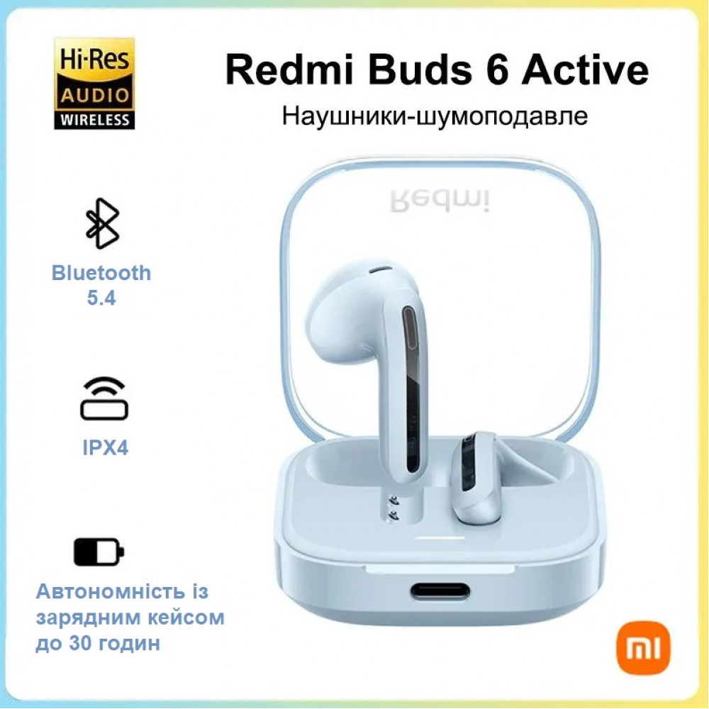 Bluetooth-гарнітура Xiaomi Redmi Buds 6 Active Transparent Blue (BHR8394GL)