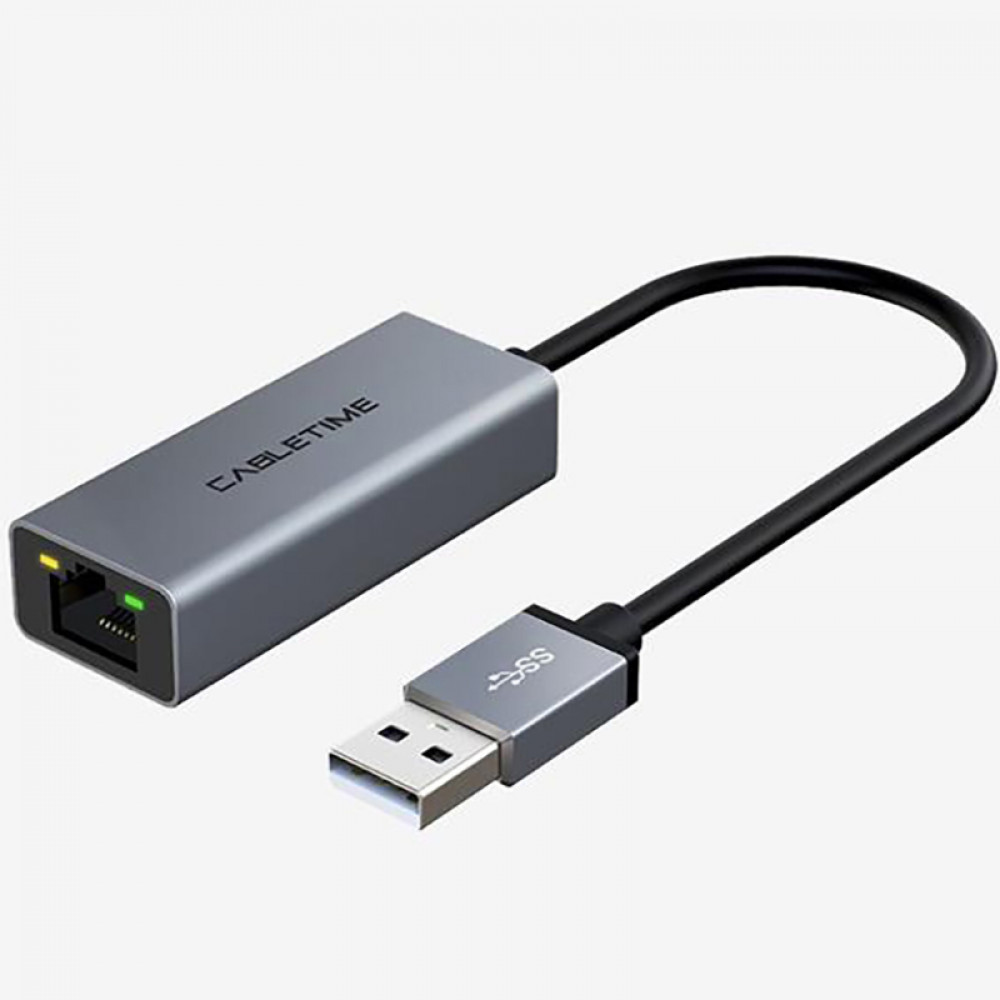 Мережевий адаптер Cabletime USB 100Mbps Ethernet, 0.15m,Space Grey (CB52G)