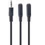 Аудіо-кабель Cablexpert 3.5 мм - 2х3.5 мм (M/F), 0.1 м, чорний (CCA-415-0.1M)